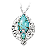 "On Eagle's Wings" Genuine Turquoise Pendant Necklace