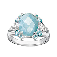 Genuine Aquamarine Ring With Over 5.5 Carats Of Gemstones