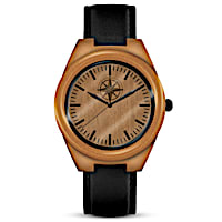 "Always My Son" Wooden Men's Watch With Compass Dial Design