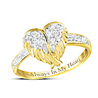 "Guardian Angel Embrace" Heart-Shaped Crystal Ring