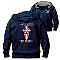 "One Nation Under God" Patriotic Cotton-Blend Knit Hoodie