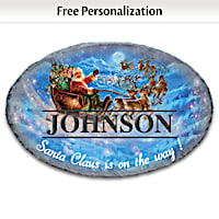 Dona Gelsinger Santa In His Sleigh Personalized Welcome Sign