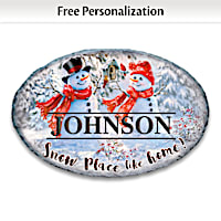 Snowman Personalized Holiday Outdoor Welcome Sign With Name