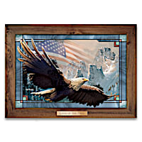 "Land Of The Free" Stained Glass Wall Decor Lights Up