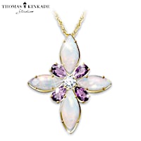 Genuine Gemstone Beacon Of Hope Cross Pendant Necklace