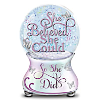 "She Believed She Could" Porcelain Musical Glitter Globe