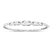 "Mother & Daughter, Love Always" Diamond Bangle Bracelet