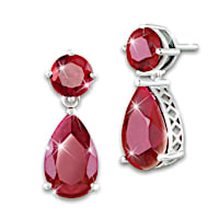 "Dazzling Star" Women's Earrings With Genuine Rubies