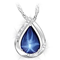 "Heavenly Light" Created Star Sapphire Pendant Necklace