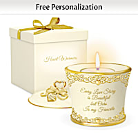 "Our Love Story" Personalized Porcelain Candleholder