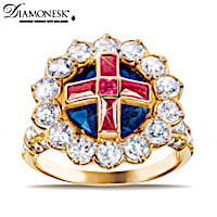 Queen Elizabeth II Diamonesk 18K Gold-Plated Replica Ring