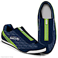 Seattle Seahawks Logo-Pattern Zipper Canvas Sneakers