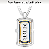 Personalized 2-In-1 Design Spinning Dog Tag Necklace For Son