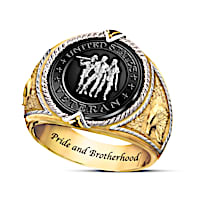 U.S. Veteran Commemorative Men's Ring With Black Onyx Stone