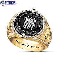 U.S. Veteran Commemorative Men's Ring With Black Onyx Stone