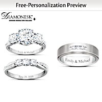 4.5-Carat Sterling Silver Personalized Wedding Ring Set