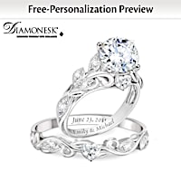 "Our Love Blooms Forever" Personalized Bridal Ring Set