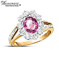 Royal Queen-Inspired Diamonesk Simulated Pink Sapphire Ring