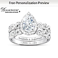 3-Carat Sterling Perfect Pair Personalized Bridal Ring Set
