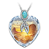 "Sedona Sunrise" Crystal Necklace With Turquoise Cabochon