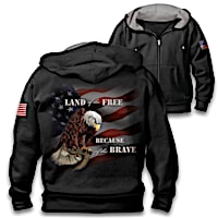 "Home Of The Brave" Men's Full Zip Patriotic Hoodie