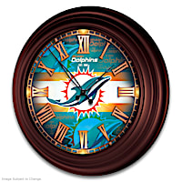 Miami Dolphins Illuminated Atomic Wall Clock