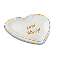 "Love Always" Porcelain Heart-Shaped Jewelry Tray