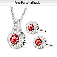 Personalized Daughter Birthstone Necklace And Earrings Set