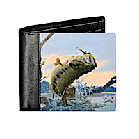 Al Agnew "Bass Fishing" Men's RFID Blocking Leather Wallet