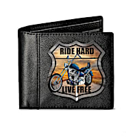 "Ride Hard" Men's RFID Blocking Leather Bikers' Wallet