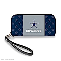 Dallas Cowboys Womens Faux Leather NFL Clutch Wallet With Tone-On-Tone ...
