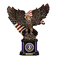Purple Heart Cold-Cast Bronze Sculpture With Challenge Coin
