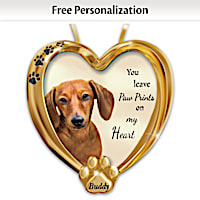 Paw Prints On My Heart Dachshund Personalized Ornament