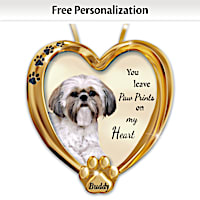 Paw Prints On My Heart Shih Tzu Personalized Ornament