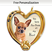 Personalized Pet Ornament With Chihuahua Artwork