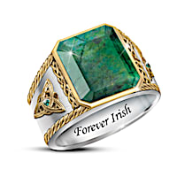 6.6-Carat Rough-Cut Genuine Emerald Irish Pride Ring