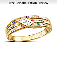 Love Holds Our Family Together Name-Engraved Birthstone Ring