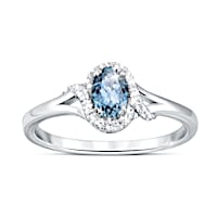 "Glacier Waters" Montana Sapphire Ring With White Topaz