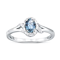 Genuine Montana Sapphire & White Topaz Glacier Waters Ring