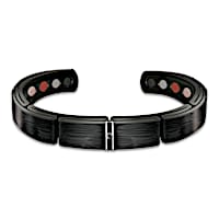 Ion-Plated Men's Wellness Bracelet With Black Sapphire
