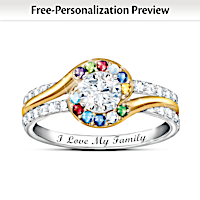 "Real Love Of Family" Personalized Genuine Birthstone Ring