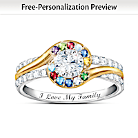 Genuine Birthstone Love Of Family Personalized Ring