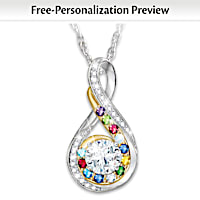 Real Love Of Family Personalized Genuine Birthstone Necklace