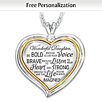 Words Of Wisdom Pendant Necklace Personalized For Daughters