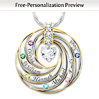 Family Necklace Personalized With Names And Birthstones