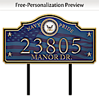Navy Pride Personalized Address Sign