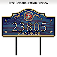 USMC Pride Personalized Outdoor Address Sign