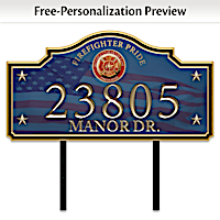 "Proud Firefighter Family" Personalized Outdoor Address Sign
