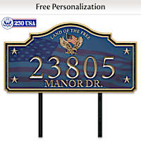 "Home Of The Free" Personalized Outdoor Address Sign