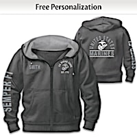 "Ready At The Reveille" USMC Personalized Men's Hoodie
